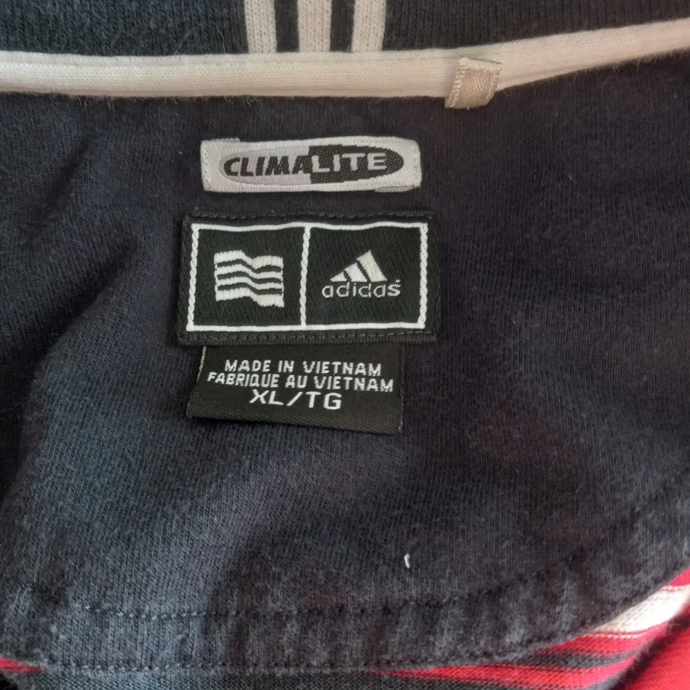 Adidas Climalite Mens XL Polo Shirt Red Black White‎ Striped Short Sleeve 938005
